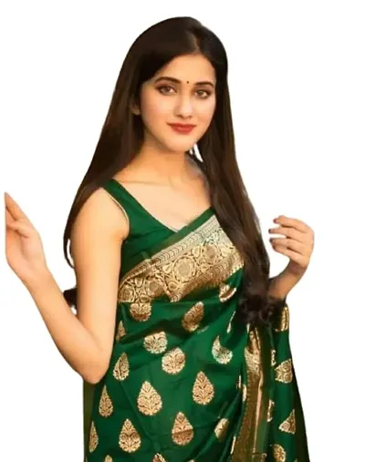 HARSHIV TEXTILE Women's Banarsi Art Silk Saree With Elegant Design Traditional Indian Look | Daily Party Wear Saree for Pooja, Festival Occassions With Unstitched Blouse Piece (RK-MH44, Morpeach)