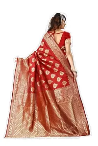 Mahakay Women's Jacqaurd Silk Blend Lightweight Casual wear Kanjivaram Saree With Unstitched Blouse Piece (A-S-1020195) (RED)-thumb1