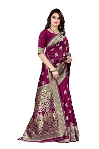 Mahakay Women's Jacqaurd Silk Blend Lightweight Casual wear Kanjivaram Saree With Unstitched Blouse Piece (A-S-1020147_Wine)-thumb2