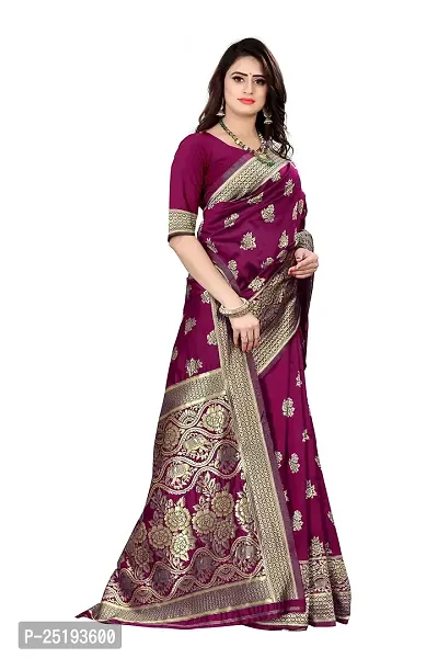 Mahakay Women's Jacqaurd Silk Blend Lightweight Casual wear Kanjivaram Saree With Unstitched Blouse Piece (A-S-1020147_Wine)-thumb3