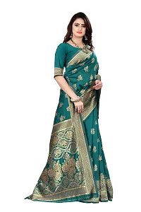 Mahakay Women's Jacqaurd Silk Blend Lightweight Casual wear Kanjivaram Saree With Unstitched Blouse Piece (A-S-1020146_SkyBlue)-thumb3