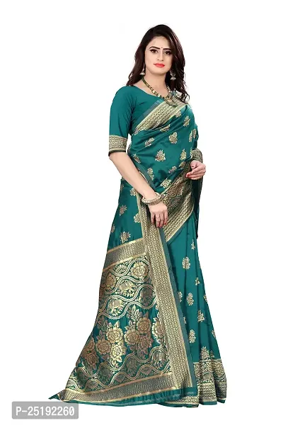 Mahakay Women's Jacqaurd Silk Blend Lightweight Casual wear Kanjivaram Saree With Unstitched Blouse Piece (A-S-1020146_SkyBlue)-thumb4