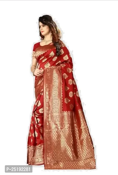 Mahakay Women's Jacqaurd Silk Blend Lightweight Casual wear Kanjivaram Saree With Unstitched Blouse Piece (A-S-1020195) (RED)-thumb3