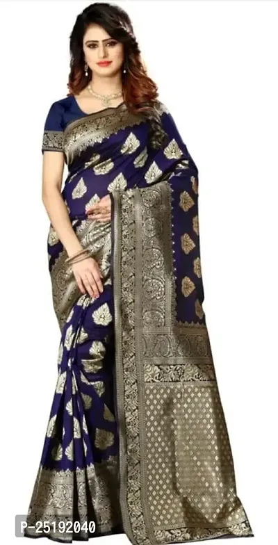 Mahakay Women's Jacqaurd Silk Blend Lightweight Casual wear Kanjivaram Saree With Unstitched Blouse Piece (A-S-1020126_Blue)