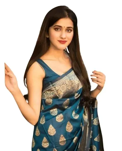 HARSHIV TEXTILE Women's Banarsi Art Silk Saree With Elegant Design Traditional Indian Look | Daily Party Wear Saree for Pooja, Festival Occassions With Unstitched Blouse Piece (RK-MH44, Morpeach)