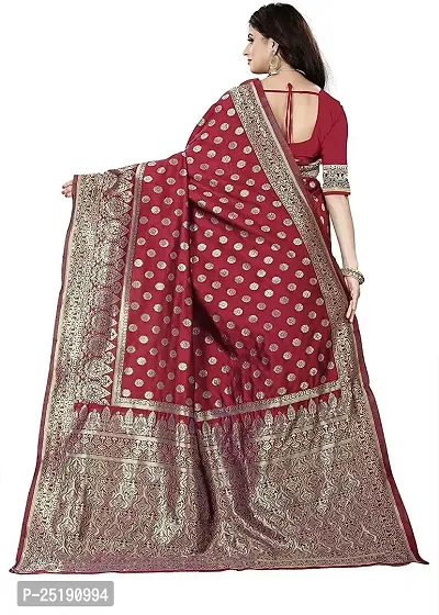 Mahakay Women's Jacqaurd Silk Blend Lightweight Casual wear Kanjivaram Saree With Unstitched Blouse Piece (A-S-1020163_MAroon)-thumb3