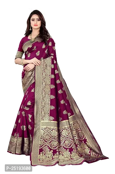 Mahakay Women's Jacqaurd Silk Blend Lightweight Casual wear Kanjivaram Saree With Unstitched Blouse Piece (A-S-1020147_Wine)