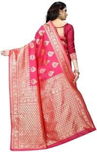 Mahakay Women's Jacqaurd Silk Blend Lightweight Casual wear Kanjivaram Saree With Unstitched Blouse Piece (A-S-1020195) (GAJARI)-thumb3