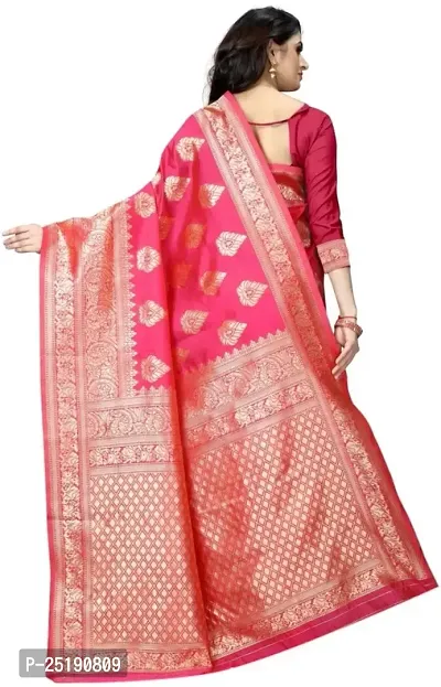 Mahakay Women's Jacqaurd Silk Blend Lightweight Casual wear Kanjivaram Saree With Unstitched Blouse Piece (A-S-1020195) (GAJARI)-thumb4