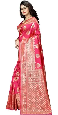 Mahakay Women's Jacqaurd Silk Blend Lightweight Casual wear Kanjivaram Saree With Unstitched Blouse Piece (A-S-1020195) (GAJARI)-thumb2