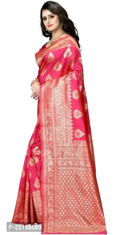 Mahakay Women's Jacqaurd Silk Blend Lightweight Casual wear Kanjivaram Saree With Unstitched Blouse Piece (A-S-1020195) (GAJARI)-thumb3