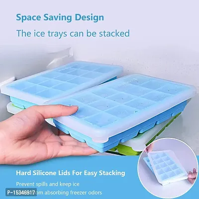 Vremi Stackable Large Ice Cube Trays — Pack of 2 Silicone Trays