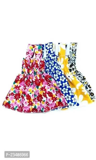 METICULOUS Baby Girls Dress Cotton Casual Wear, Soft  Comfortable, Multicolour, Pack of 4 Girls Frock with Floral Prints,-thumb0