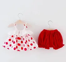 METICULOUS Baby Girls Dress Cotton Casual Wear, Soft  Comfortable, Red  White with Polka Dot Pattern and Strawberry Patch,-thumb2