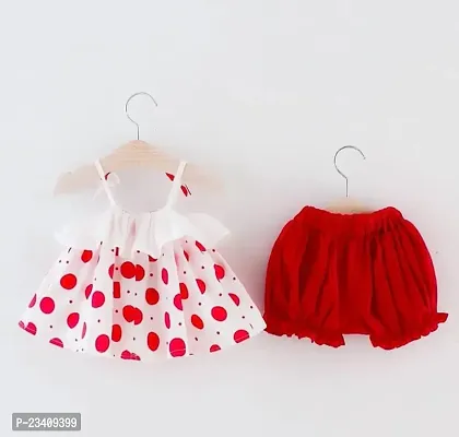 METICULOUS Baby Girls Dress Cotton Casual Wear, Soft  Comfortable, Red  White with Polka Dot Pattern and Strawberry Patch,-thumb3