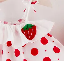 METICULOUS Baby Girls Dress Cotton Casual Wear, Soft  Comfortable, Red  White with Polka Dot Pattern and Strawberry Patch,-thumb1