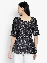 Elegant Black Georgette Printed Top For Women-thumb3