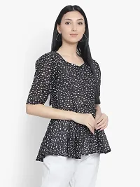 Elegant Black Georgette Printed Top For Women-thumb1