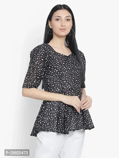 Elegant Black Georgette Printed Top For Women-thumb2