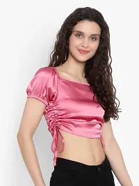 Elegant Pink Satin Solid Top For Women-thumb2