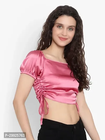 Elegant Pink Satin Solid Top For Women-thumb3