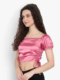 Elegant Pink Satin Solid Top For Women-thumb1