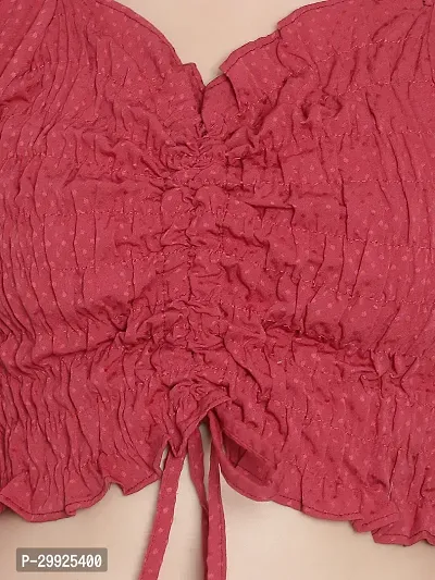 Elegant Red Crepe Self Design Top For Women-thumb5