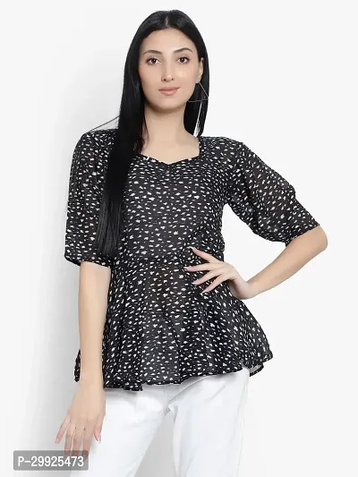 Elegant Black Georgette Printed Top For Women