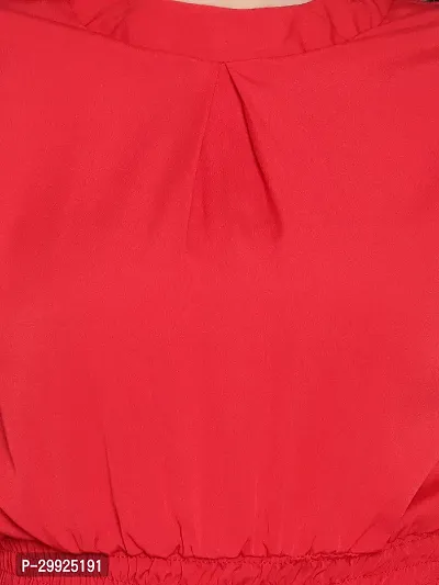 Elegant Red Crepe Solid Top For Women-thumb5