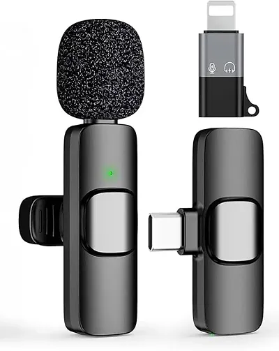 K8 Wireless Microphone, Digital Mini Portable Recording Clip Mic with Receiver for All Type-C