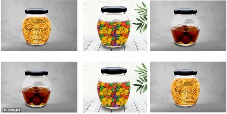 400 ml Glass Tea Coffee  Sugar Containernbsp;nbsp;(Pack of 6, Black)-thumb0