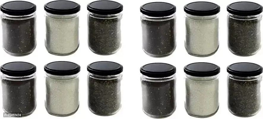 500 Glass Grocery Containernbsp;nbsp;(Pack of 12, Black)-thumb2