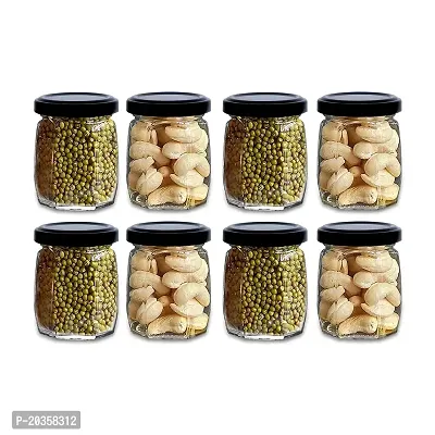 Croco Crown Shape Glass Jars With Airtight Snug Seal Container Set For Kitchen and Rustproof Metal Lid, Spice  Honey Glass Jars (250Ml) (8)-thumb0