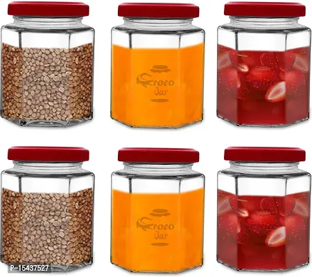 nbsp;250 Glass Tea Coffee  Sugar Containernbsp;nbsp;(Pack of 6, Red)