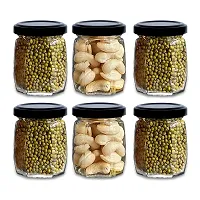 Croco Crown Shape Glass Jars With Airtight Snug Seal Container Set For Kitchen and Rustproof Metal Lid, Spice  Honey Glass Jars (250Ml) (8)-thumb1