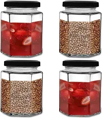 nbsp;250 Glass Tea Coffee  Sugar Containernbsp;nbsp;(Pack of 6, Black, Clear)-thumb2