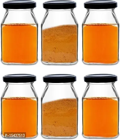 Glass Jars - 250 Glass Honey Jarnbsp;nbsp;(Pack of 6, Black)