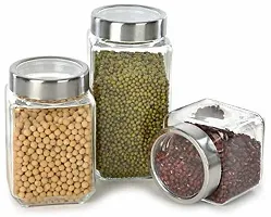 nbsp;800 Glass Grocery Containernbsp;nbsp;(Pack of 6, Silver)-thumb1