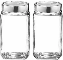 Cube Glass jars for kitchen storage 1kg set, Cube Jar PACK OF 6) - 1000 ml Glass Pickle Jarnbsp;nbsp;(Pack of 6, Clear)-thumb2