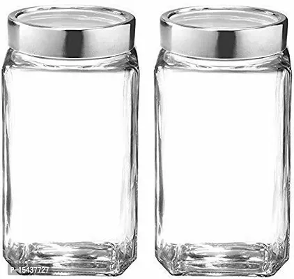 Cube Glass jars for kitchen storage 1kg set, Cube Jar PACK OF 6) - 1000 ml Glass Pickle Jarnbsp;nbsp;(Pack of 6, Clear)-thumb3