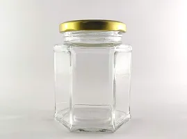 JAR GOLD 4 - 250 ml Glass Grocery Containernbsp;nbsp;(Pack of 4, Clear)-thumb4