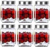 Glass Jars - 800 Glass Cereal Dispensernbsp;nbsp;(Pack of 6, Silver)-thumb2