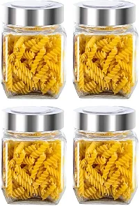 Glass Jars - 800 Glass Cereal Dispensernbsp;nbsp;(Pack of 6, Silver)-thumb1