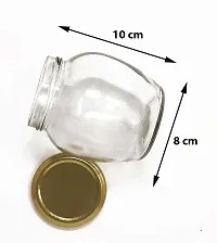 Glass Jar with Airtight Metal gold Lid, Cookie Jar,grocery container, cereal dispenser,Tea-Coffee  Sugar Glass Jar (pack of 6, 350ml) - 350 ml Glass Grocery Containernbsp;nbsp;(Pack of 6, Clear)-thumb4