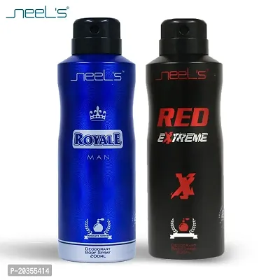 neel's Unisex Deodorant Perfumed Body Spray Long Lasting Classic Fragrance Deo, Premium Body Spray, Perfect For Everyday Use (Combo Pack Of Royal and Red Extreme) 200 ml Each-thumb2