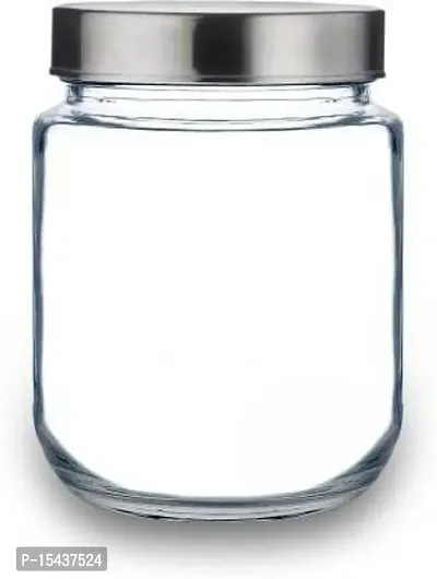 Glass Jars - 500 Glass Cereal Dispensernbsp;nbsp;(Pack of 4, Silver)