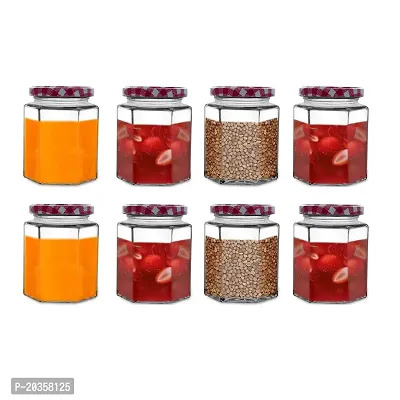 Croco Hexagon Glass Jar and Container With Rust Proof Air Tight Strip Lid, Suitable For Use In Your Home Office, Kitchen Storage/Glass Jar Set (Pack Of 6-250 Ml Each)-thumb2