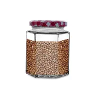 Croco Hexagon Glass Jar and Container With Rust Proof Air Tight Strip Lid, Suitable For Use In Your Home Office, Kitchen Storage/Glass Jar Set (Pack Of 6-250 Ml Each)-thumb4