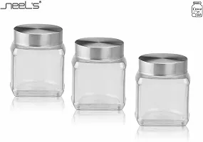 Glass Jars - 350 Glass Cookie Jarnbsp;nbsp;(Pack of 6, Silver)-thumb1