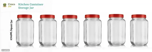 Glass Jars - 2700 Glass Grocery Containernbsp;nbsp;(Pack of 6, Red)-thumb0